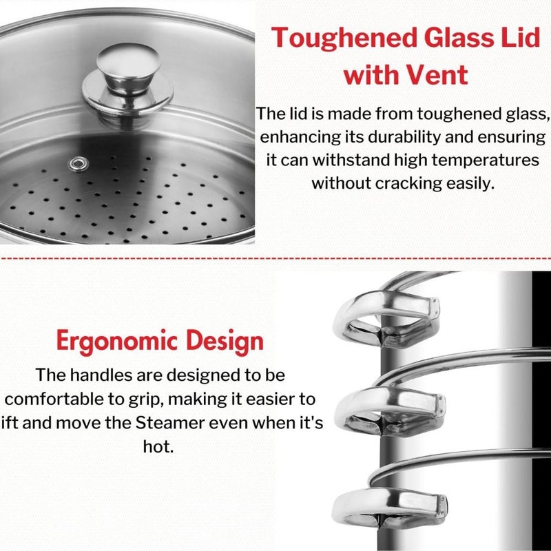 DANUBE HOME Vinod Stainless Steel 3 Tier Steamer for Cooking - Image 5