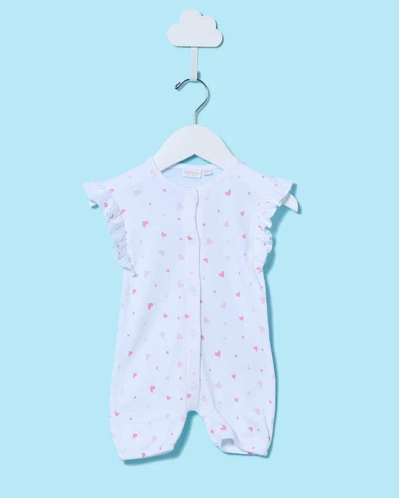 Redtag Baby Pink And White Printed Romper Set (2 Piece)