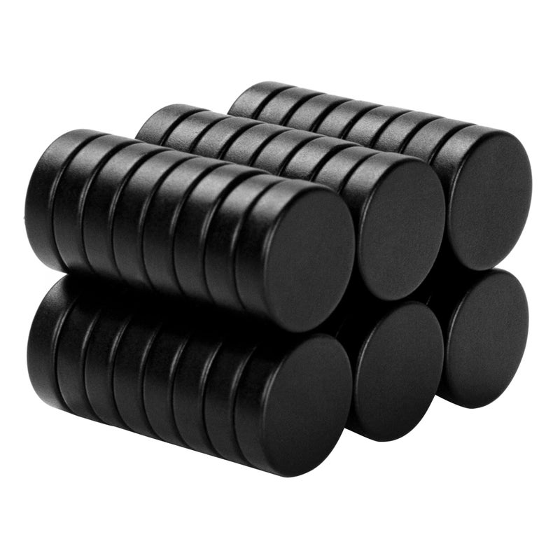 SMARTAKE 45 Pcs Refrigerator Magnets, Small Round Fridge Magnets, Multi-Use Premium Neodymium Office Magnets for Fridge, Whiteboard, Billboard in Home, Kitchen, Office and School (Black) - Image 1