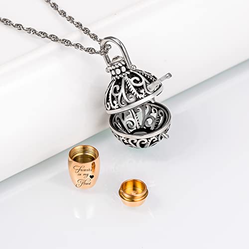 Gredstar Vintage Hollow Flower Urn Necklace for Ashes Forever in my heart Memorial Locket Pendant Jar Keepsake Cremation Jewelry - Image 5