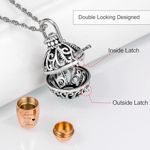 Gredstar Vintage Hollow Flower Urn Necklace for Ashes Forever in my heart Memorial Locket Pendant Jar Keepsake Cremation Jewelry - Image 2