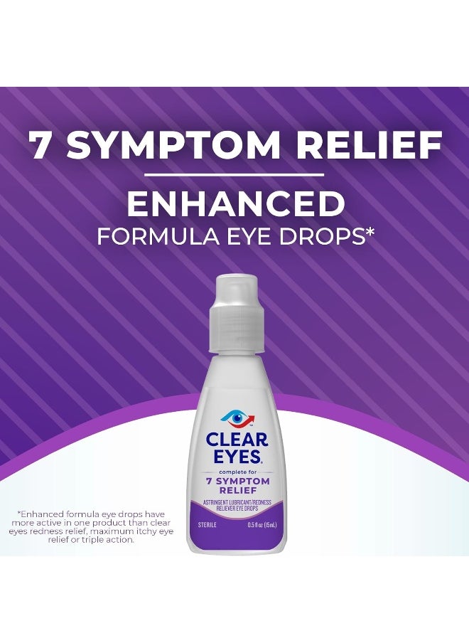 Clear Eyes Clear Eyes Eye Drops, Complete 7 Symptom Relief, 0.5 Fl Oz (Pack of 3)  - Image 5