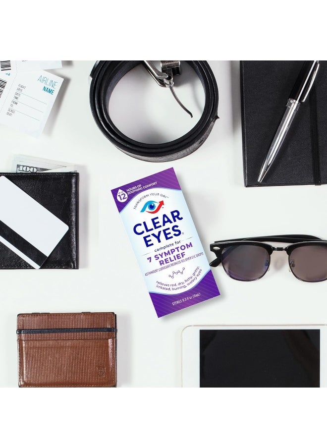 Clear Eyes Clear Eyes Eye Drops, Complete 7 Symptom Relief, 0.5 Fl Oz (Pack of 3)  - Image 4