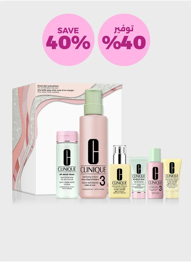 CLINIQUE Great Skin Everywhere Skincare Set: For Oily Skin, Savings 40%