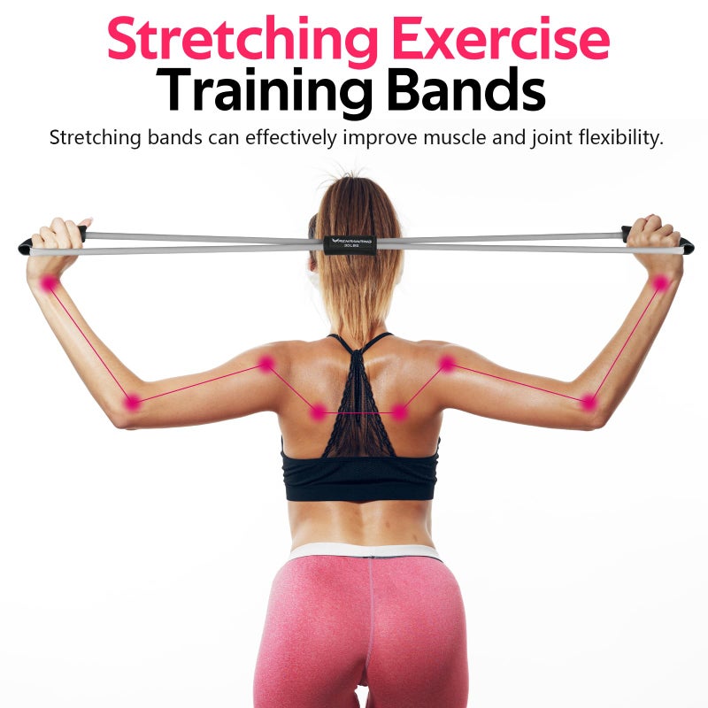 RENRANRING Resistance Bands, Figure 8 Fitness Exercise Bands with Handles - 8 Shaped Resistance Bands of 3 for Arm and Shoulder Stretch, Rope 8 Word Elastic for Women and Men - Image 4