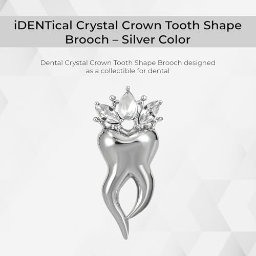 iDENTical Crystal Crown Tooth Shape Brooch – Silver Color (Pack of 1) by Dentalkart | Elegant Dental-Themed Jewelry for Dentists, Hygienists & Students - Image 2