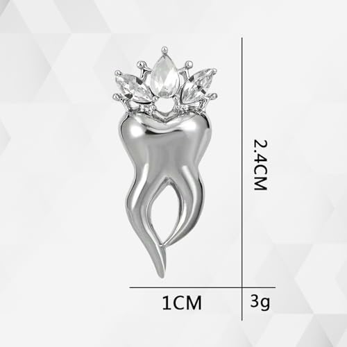 iDENTical Crystal Crown Tooth Shape Brooch – Silver Color (Pack of 1) by Dentalkart | Elegant Dental-Themed Jewelry for Dentists, Hygienists & Students - Image 5