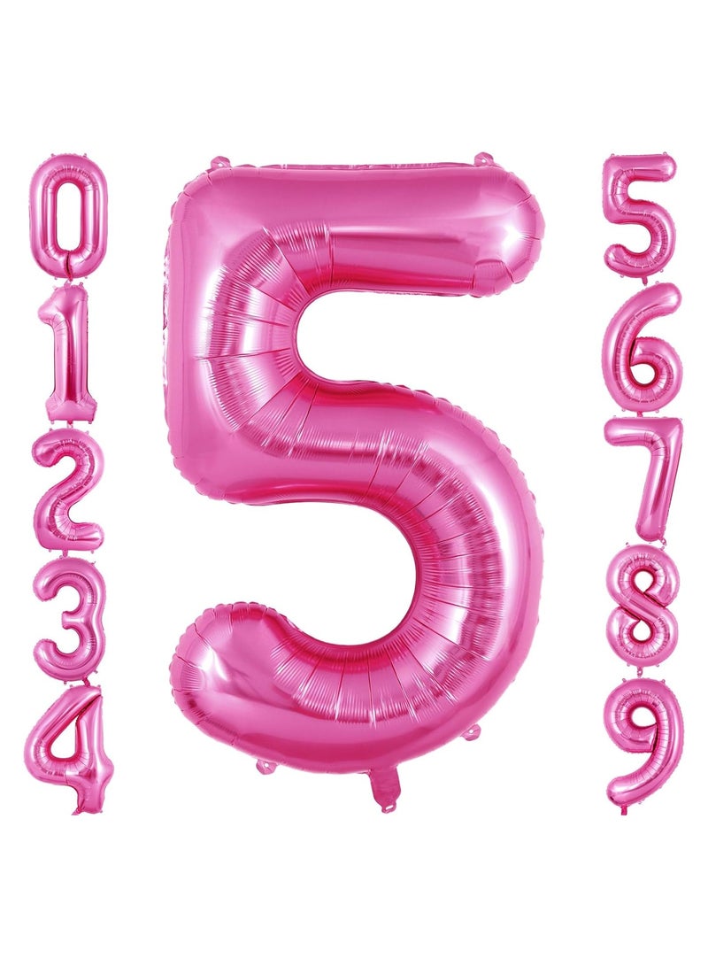 Home zone 40 Inch Pink Digit Helium Foil Birthday Party Balloons Number 5 - Image 1