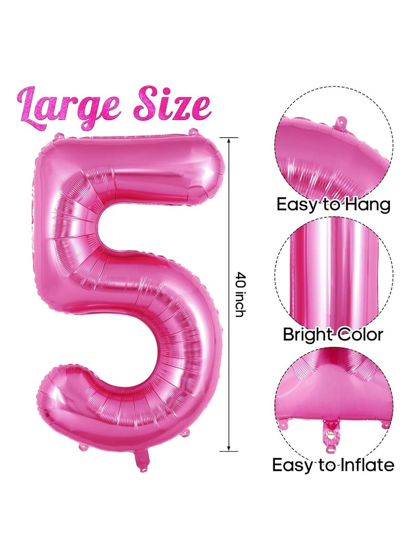 Home zone 40 Inch Pink Digit Helium Foil Birthday Party Balloons Number 5 - Image 3