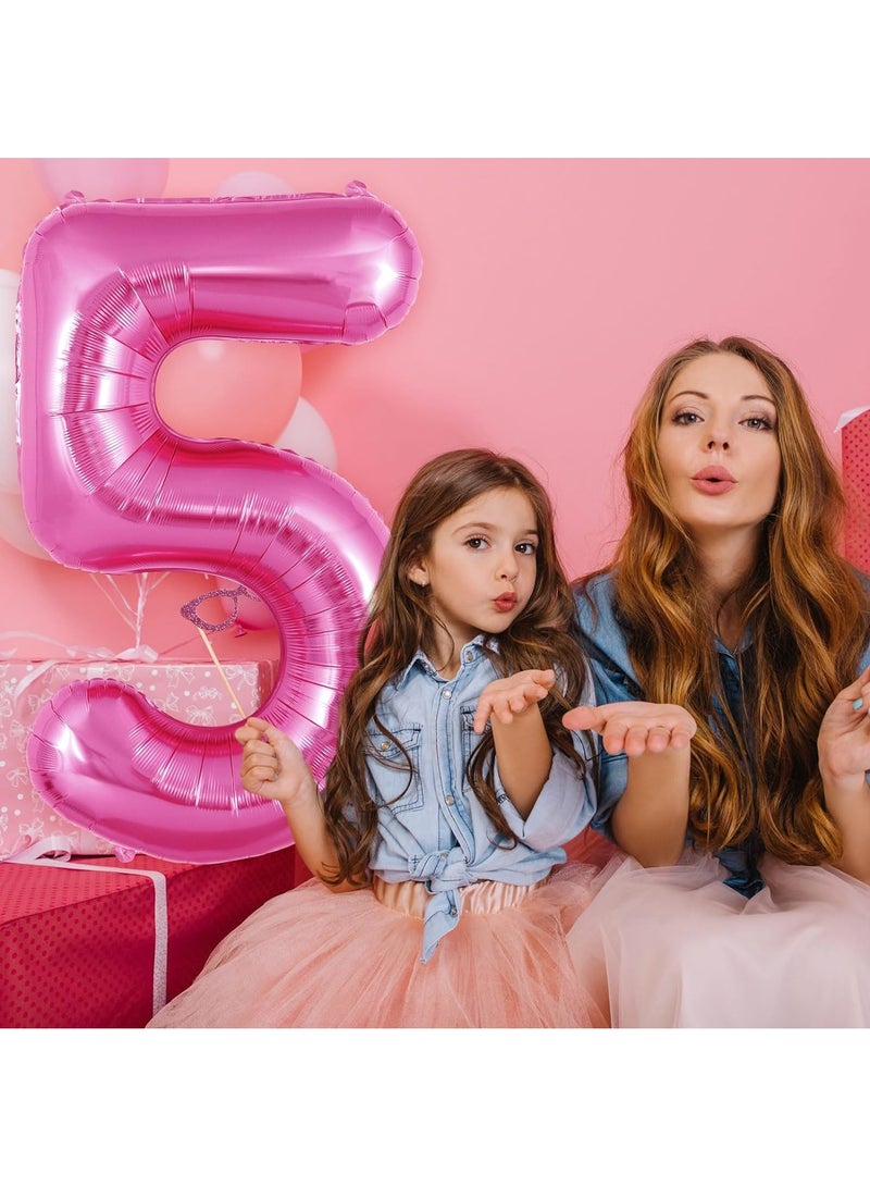 Home zone 40 Inch Pink Digit Helium Foil Birthday Party Balloons Number 5 - Image 4