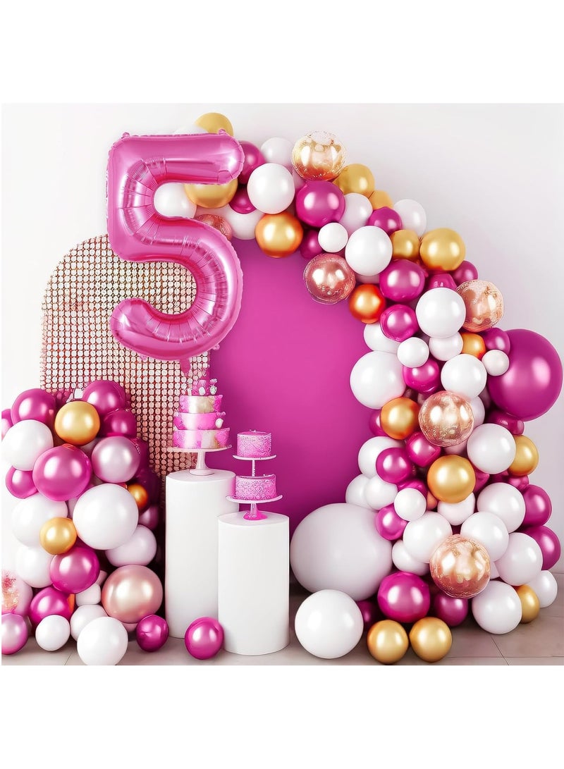 Home zone 40 Inch Pink Digit Helium Foil Birthday Party Balloons Number 5 - Image 5