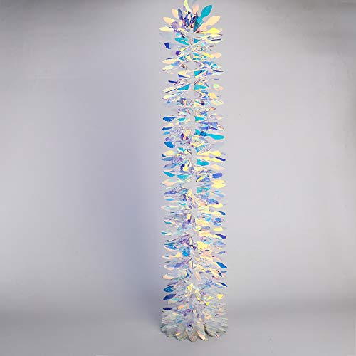 Blukey Iridescent Hanging Decorations Garland, 6ft Long Roll Shiny Foil Metallic Banner for Christmas, Bridal Shower, Wedding, Birthday, Frozen Theme Party, Fairy Princess Rainbow Show Decoration - Image 4