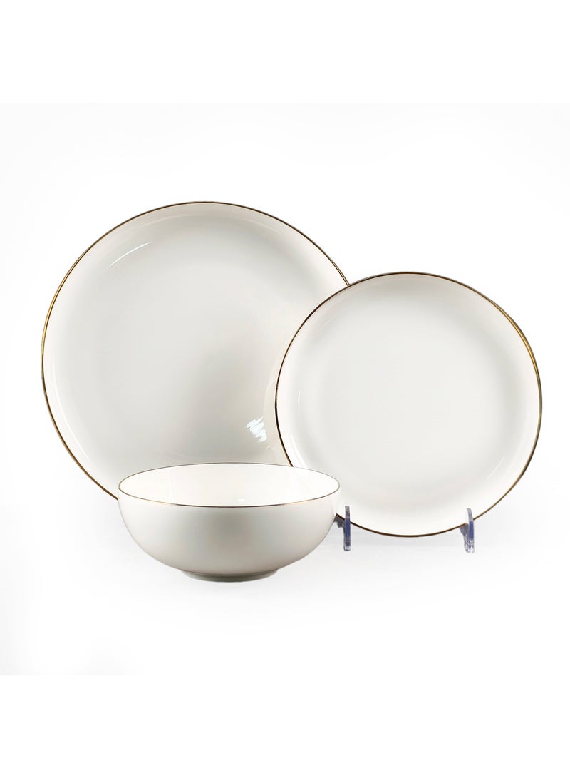 Cuisine Art SOLA 12PCS Bone China Dinner Set – Premium Gold Rim Plates & Bowls | 4 Dinner Plates, 4 Side Plates 21.2cm, 4 Deep Bowls | Elegant Tableware for Daily Use & Special Occasions - Image 1