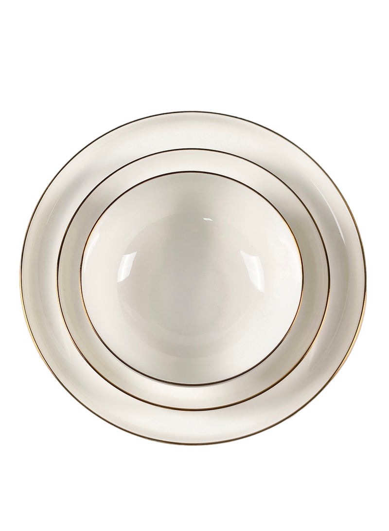 Cuisine Art SOLA 12PCS Bone China Dinner Set – Premium Gold Rim Plates & Bowls | 4 Dinner Plates, 4 Side Plates 21.2cm, 4 Deep Bowls | Elegant Tableware for Daily Use & Special Occasions - Image 3