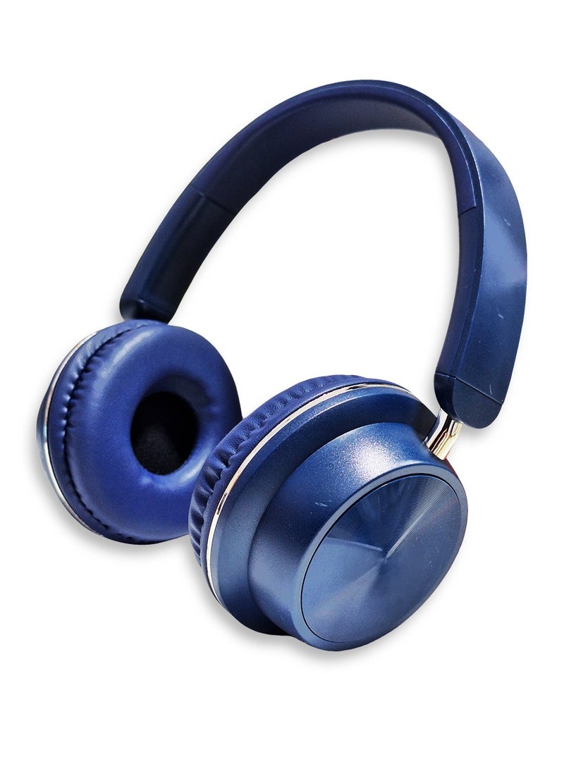 سماعة رأس بلوتوث، سماعة رأس لاسلكية، موديل WS-614، بلوتوث، وقت التشغيل 20 ساعة، البطارية 150 مللي أمبير، ميكروفون خارجي مدمج، USB من النوع C، صوت جهير نقي، إلغاء الضوضاء (أزرق) - Image 1