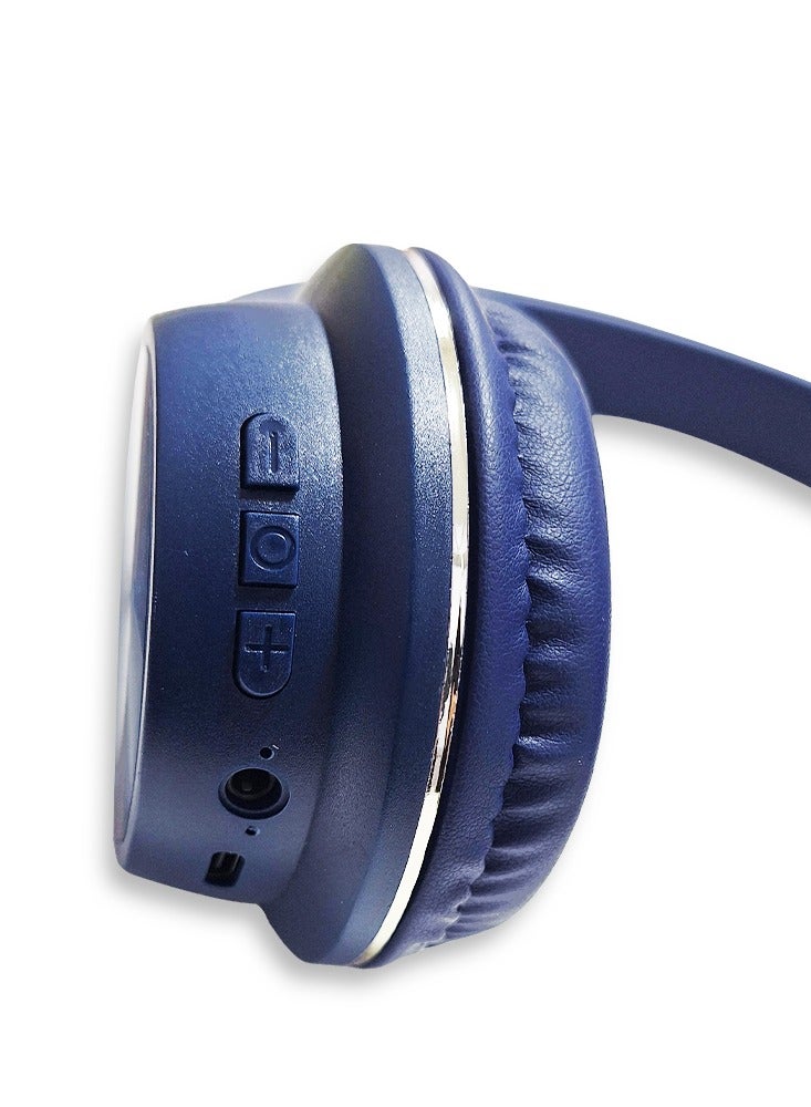 سماعة رأس بلوتوث، سماعة رأس لاسلكية، موديل WS-614، بلوتوث، وقت التشغيل 20 ساعة، البطارية 150 مللي أمبير، ميكروفون خارجي مدمج، USB من النوع C، صوت جهير نقي، إلغاء الضوضاء (أزرق) - Image 3