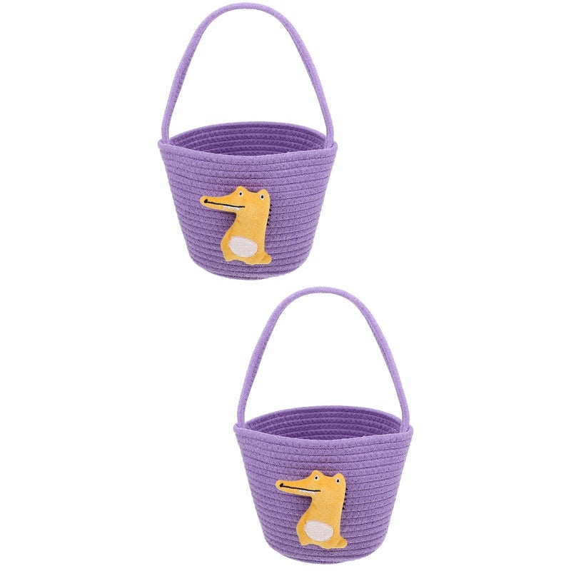 2pcs Woven Basket Small Storage Basket Wedding Candy Basket Cute Basket with Handle - Image 1