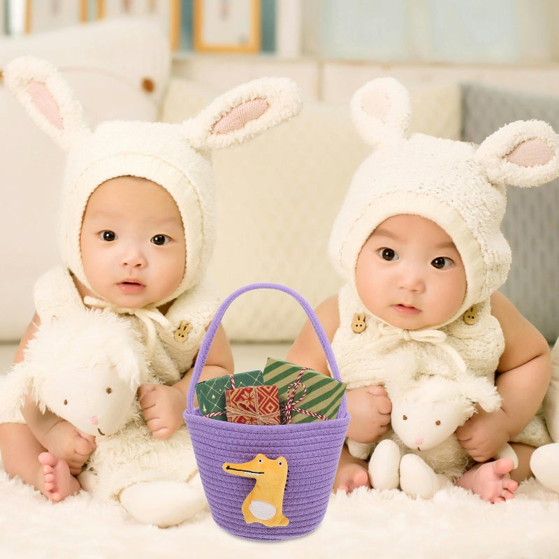 2pcs Woven Basket Small Storage Basket Wedding Candy Basket Cute Basket with Handle - Image 4