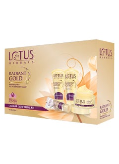 LOTUS HERBALS Lotus Herbals Radiant Gold Facial Kit For Instant Glow With 24K Pure Gold and Papaya,4 Easy Steps, 170g (Multiple Use)  - Image 1