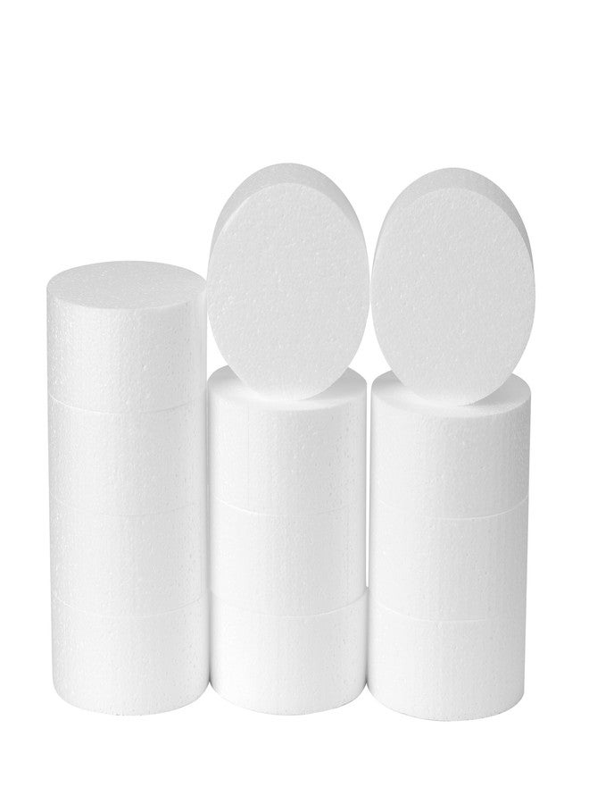 Crafare 12 Pack 4x4x2 Inch Foam Circles for Crafts 2 Inch Thick Round Polystyrene Discs for Modeling Cake Sculpting School DIY Projects White - Image 1