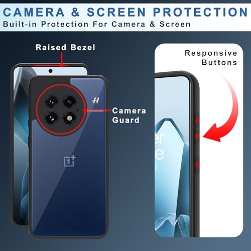CEDO Backcover for OnePlus 13 (5G) | Camera Protection Bump Shockproof Edge | Ultra Hybrid Transparent Acrylic Clear TPU+PC Hard Backcase Cover (Black) - Image 4