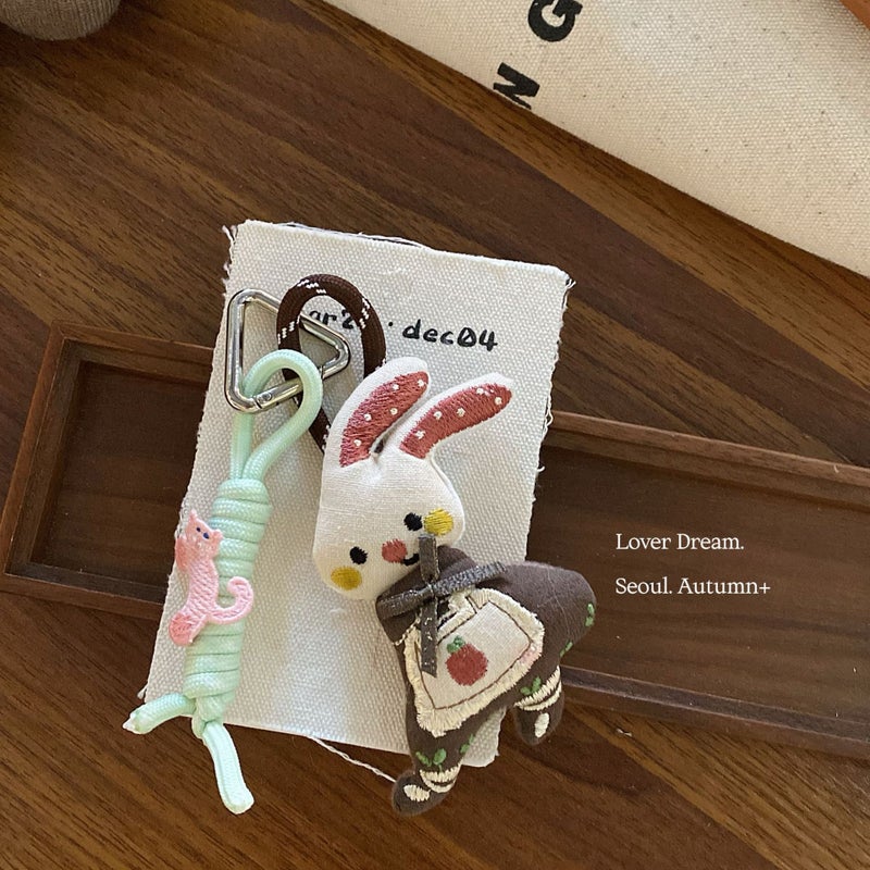 Korean Green Mushroom Bear Keychain Cute Fashion Keyring Bag Charm - Image 4