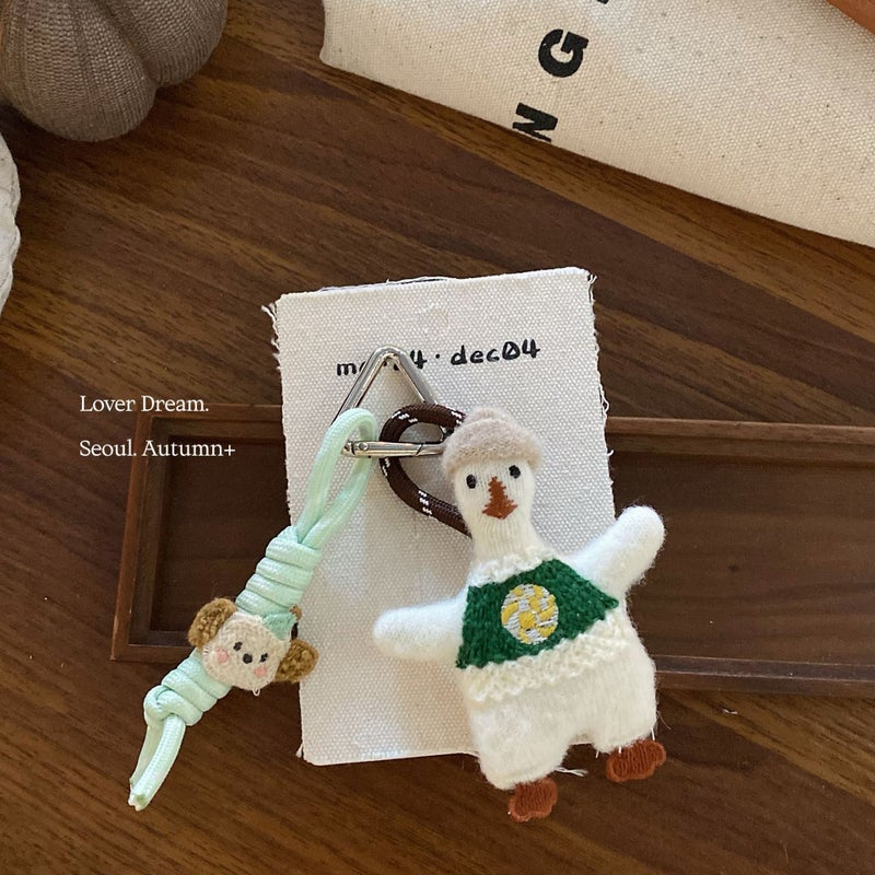 Korean Green Mushroom Bear Keychain Cute Fashion Keyring Bag Charm - Image 3