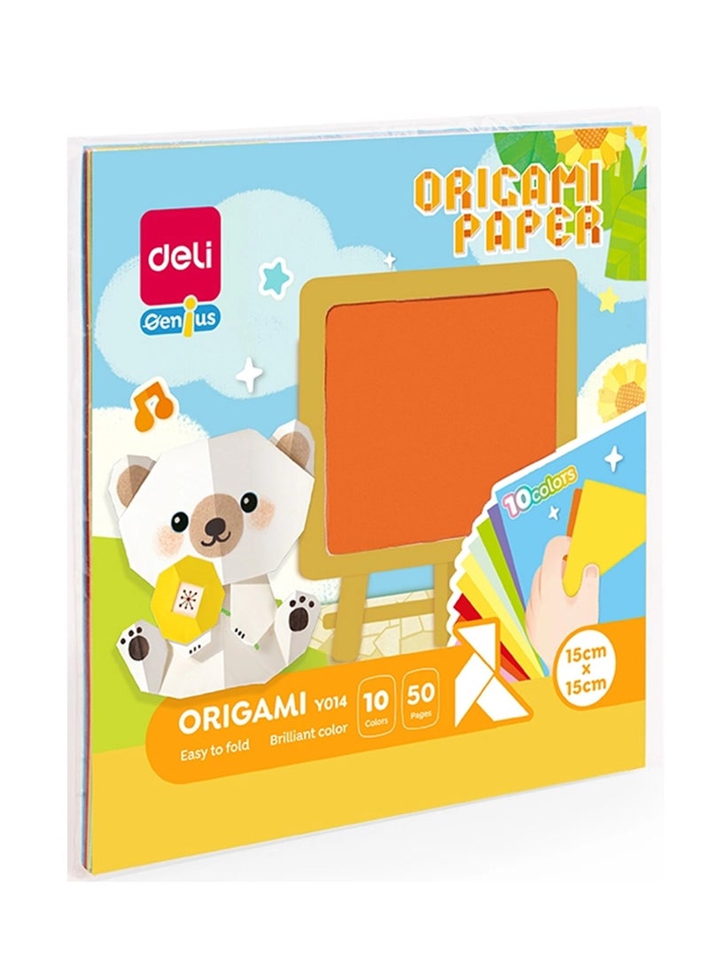Deli 50-Sheet Origami Paper For Art 15x15cm Size Assorted Colours  - Image 1