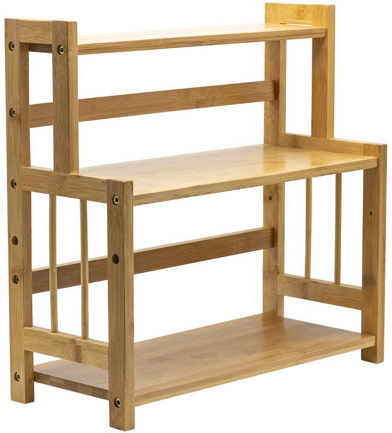 Sorbus Kitchen Countertop Organizer Bamboo Wooden Counter Storage Shelf Rack for Spice Soap Skin Care Makeup Display Stand Bathroom Shelves Vanity Office 3Tier - Image 2