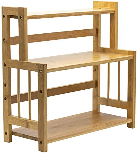 Sorbus Kitchen Countertop Organizer Bamboo Wooden Counter Storage Shelf Rack for Spice Soap Skin Care Makeup Display Stand Bathroom Shelves Vanity Office 3Tier - Image 1