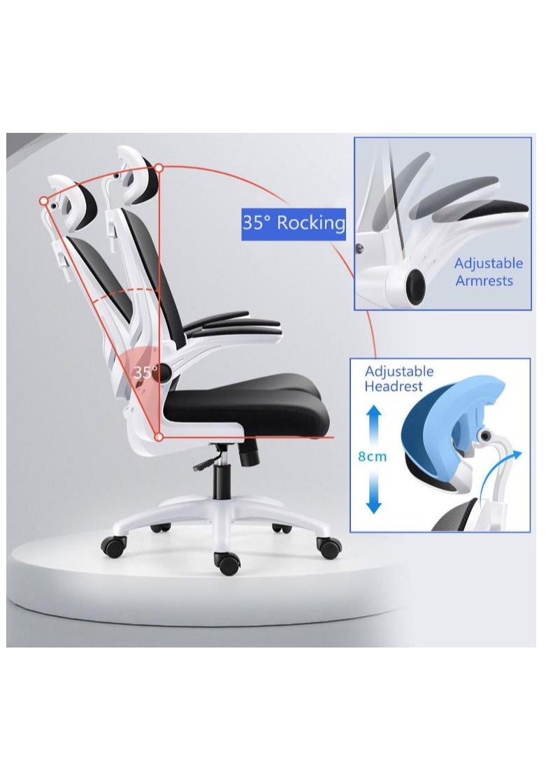 Golden - Ergonomic Office Chair,Desk Chair, Gaming Chair with Height Adjustable & Back Support, Mesh Office Chair for Home with Headrest with Tilting Mechanism and Armrest,Computer Chair (Black and White) - Image 1