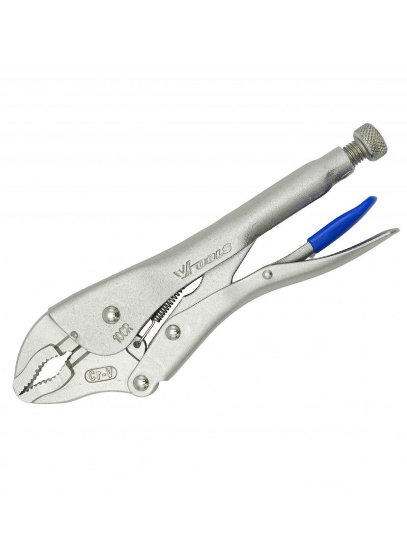 VTOOLS 10 Inch Heavy Duty Locking Pliers, Chrome Vanadium Steel, Curved Jaw Locking Pliers with Wire Cutter - Image 3