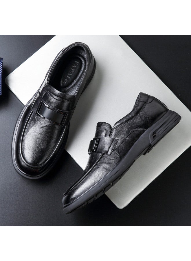 Fapai Lazy Essential Slip-on British Casual Style Business Casual Fashion Trend Bean Shoes Business Commuting Leather Shoes Men - Image 5