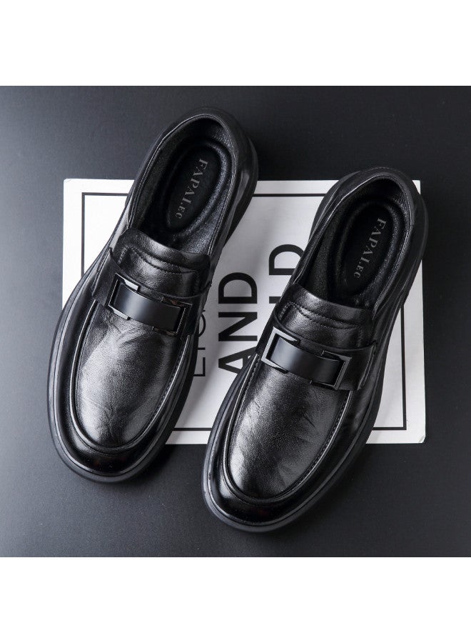 Fapai Lazy Essential Slip-on British Casual Style Business Casual Fashion Trend Bean Shoes Business Commuting Leather Shoes Men - Image 3