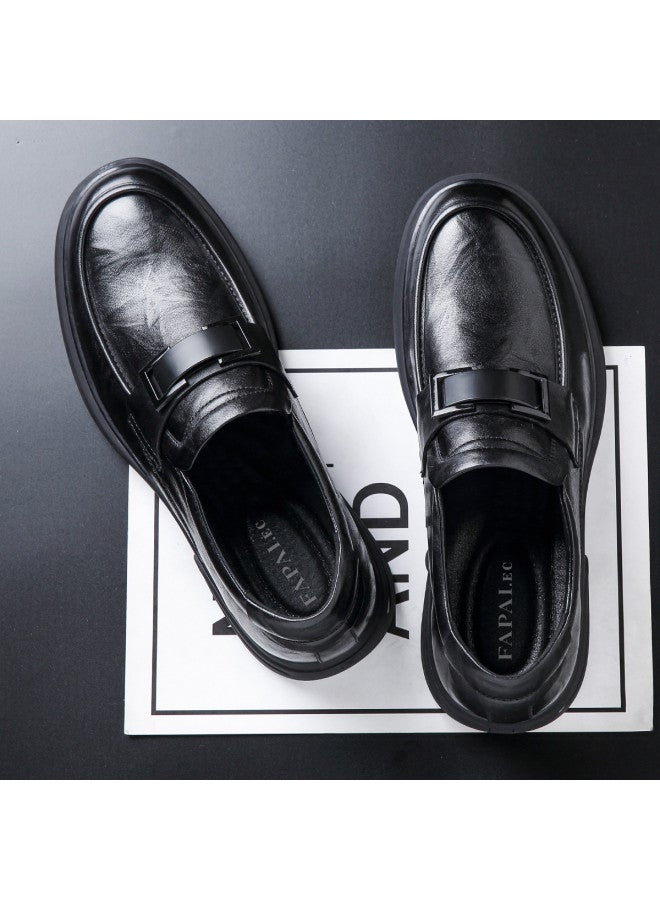 Fapai Lazy Essential Slip-on British Casual Style Business Casual Fashion Trend Bean Shoes Business Commuting Leather Shoes Men - Image 2
