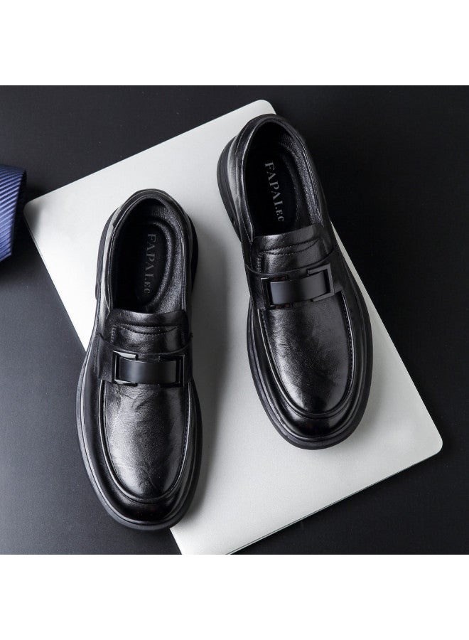 Fapai Lazy Essential Slip-on British Casual Style Business Casual Fashion Trend Bean Shoes Business Commuting Leather Shoes Men - Image 4