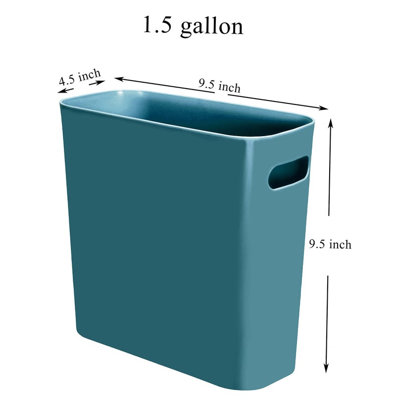 Youngever 1.5 Gallon Slim Trash Can, Plastic Garbage Container Bin, Small Trash Bin with Handles for Home Office, Living Room, Study Room, Kitchen, Bathroom (1 Pack Teal) - Image 2