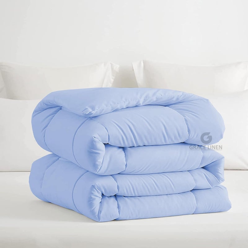 Grace Linen Restful Sleep All Season Comforter Double Bed Size 250 GSM Winter Blanket Soft Microfiber Fill DoharRajaiBlanketDuvet Double Bed 90X100 Sky Blue Color - Image 2