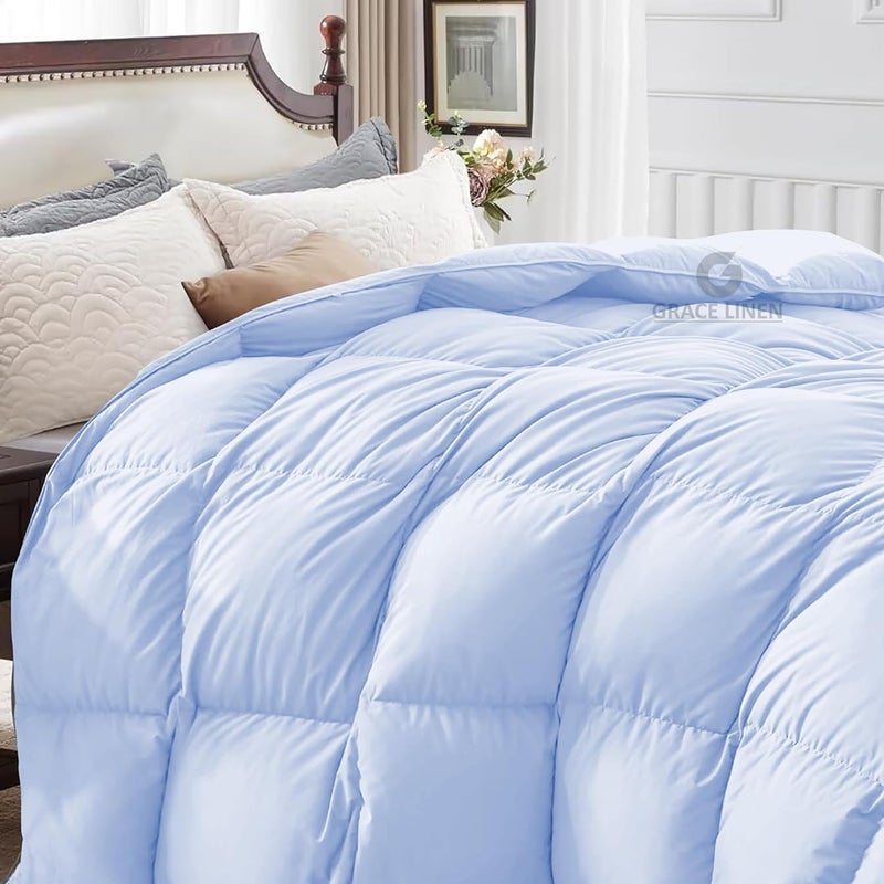 Grace Linen Restful Sleep All Season Comforter Double Bed Size 250 GSM Winter Blanket Soft Microfiber Fill DoharRajaiBlanketDuvet Double Bed 90X100 Sky Blue Color - Image 3