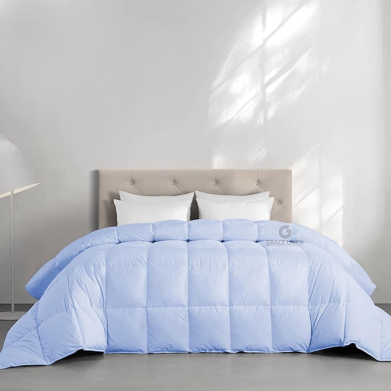 Grace Linen Restful Sleep All Season Comforter Double Bed Size 250 GSM Winter Blanket Soft Microfiber Fill DoharRajaiBlanketDuvet Double Bed 90X100 Sky Blue Color - Image 1