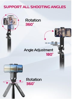 Ulanzi ULANZI MA09 Extendable Phone Tripod, 71" Selfie Stick Phone Vlog Tripod Stand Quadrapod with All in 1 Phone Clip, Travel Tripod Phone Holder w Rechargeable Remote for iPhone Sony Canon Action Camera  - Image 3