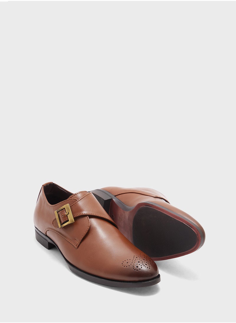 Brogue Design Formal Monk Slip Ons