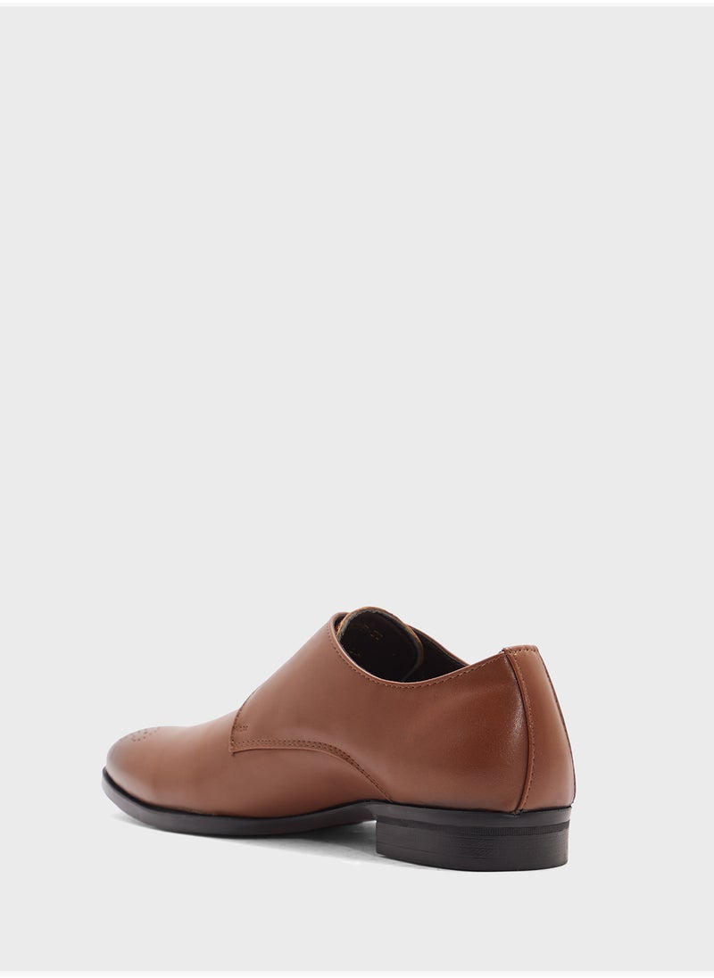 Brogue Design Formal Monk Slip Ons