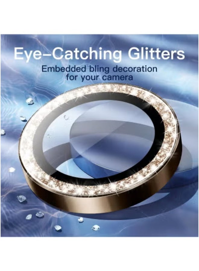 JAJEEK Camera Lens Protector for iPhone 16 Pro 6.3-Inch & iPhone 16 Pro Max 6.9-Inch – Desert Titanium Bling Glitter 9H Tempered Glass with Metal Ring Cover, Scratch-Resistant, HD Clear Camera Guard, 1 Set for Lens Protection & Style - Image 3