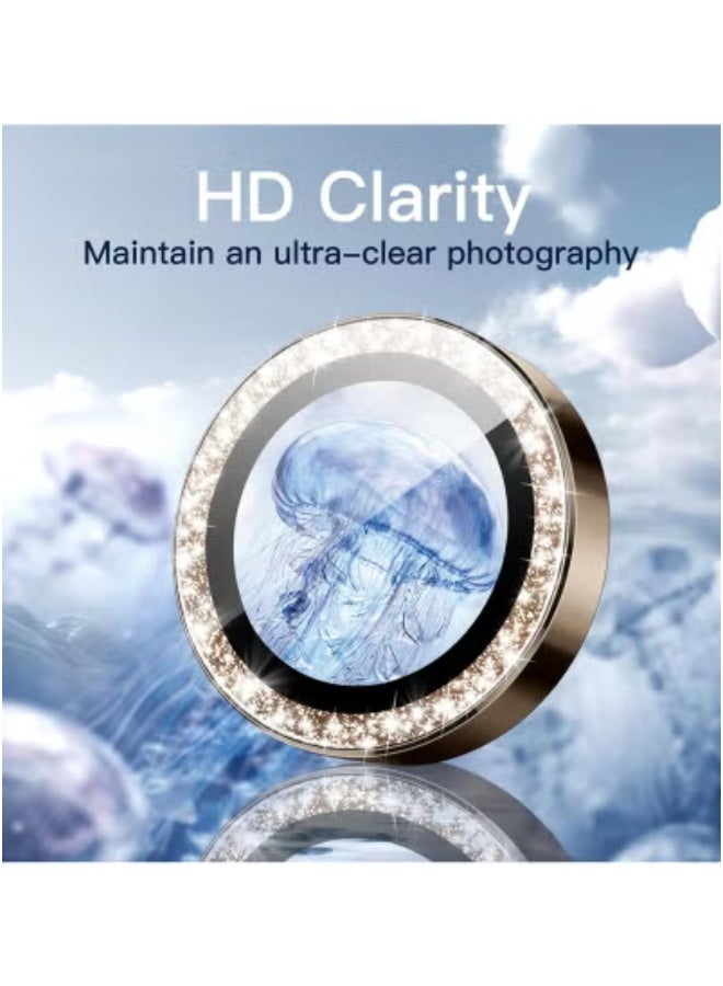 JAJEEK Camera Lens Protector for iPhone 16 Pro 6.3-Inch & iPhone 16 Pro Max 6.9-Inch – Desert Titanium Bling Glitter 9H Tempered Glass with Metal Ring Cover, Scratch-Resistant, HD Clear Camera Guard, 1 Set for Lens Protection & Style - Image 4