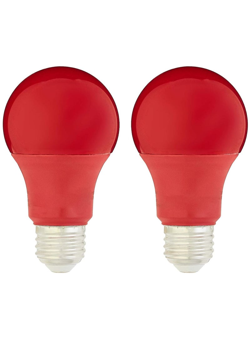 Generic - 60 Watt Equivalent, Non-Dimmable, A19 LED Light Bulb , Red, 2-Pack - Image 1