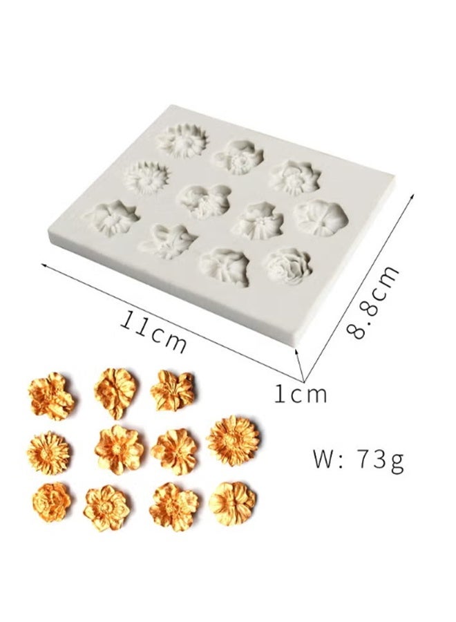 واي جيه زهرة البوليمر الطين العفن ، بوليمر الطين العفن لصنع المجوهرات ، ديزي مصغرة زهرة سيليكون العفن لحلوى الشوكولاتة كب كيك الصابون صنع DIY مشروع كعكة 11 زهور - Image 2