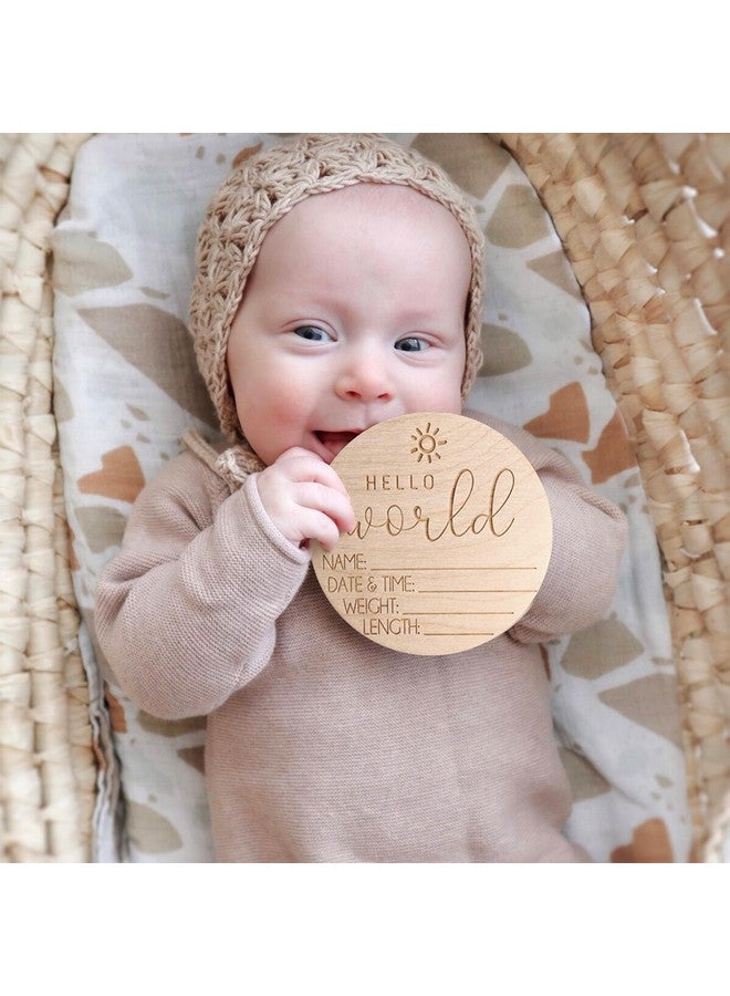 AEGYPIUS Baby Announcement Sign Birth Announcement Sign Hello World Newborn Sign Perfect Photo Prop Hospital & Home Keepsake Baby Name Sign 1Piece Set Wooden Material - Image 5