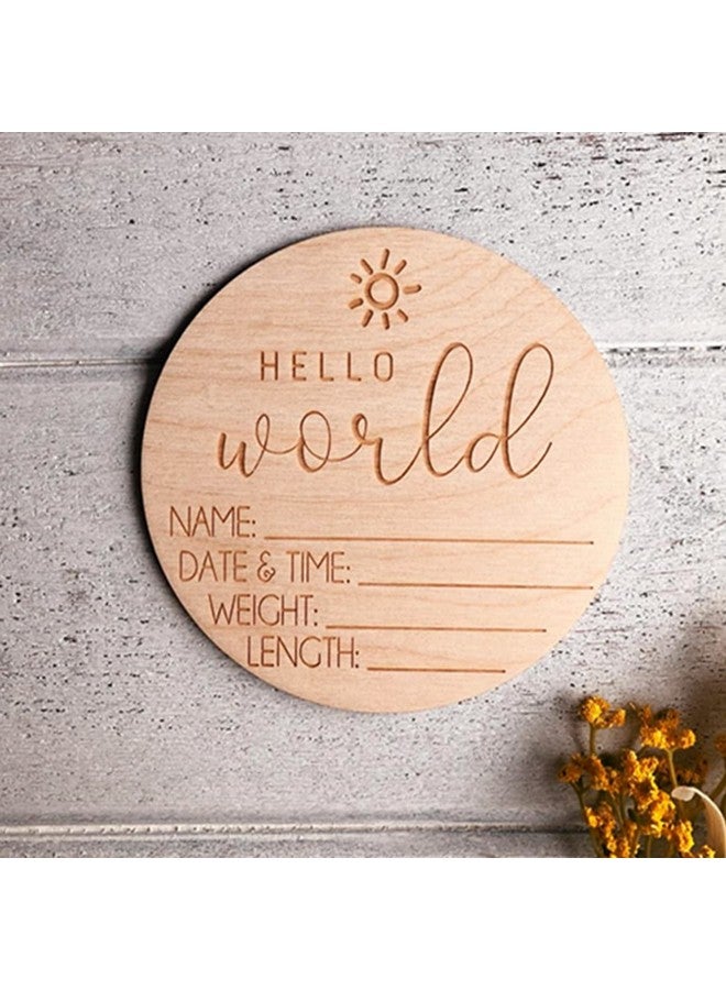 AEGYPIUS Baby Announcement Sign Birth Announcement Sign Hello World Newborn Sign Perfect Photo Prop Hospital & Home Keepsake Baby Name Sign 1Piece Set Wooden Material - Image 4