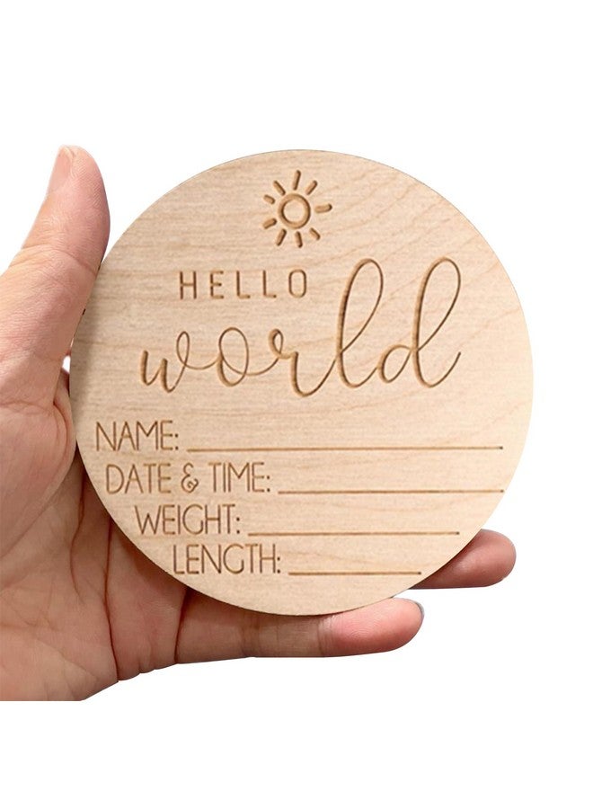 AEGYPIUS Baby Announcement Sign Birth Announcement Sign Hello World Newborn Sign Perfect Photo Prop Hospital & Home Keepsake Baby Name Sign 1Piece Set Wooden Material - Image 3